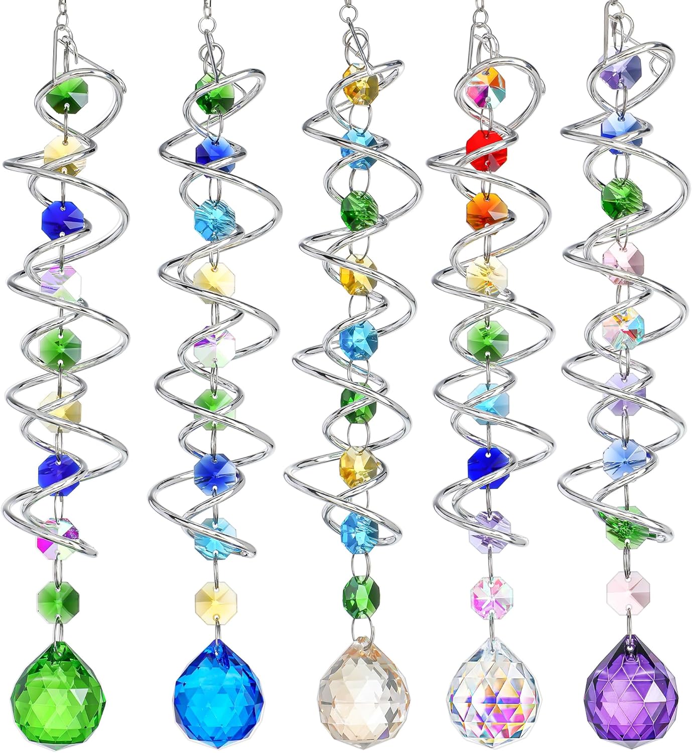 Gazing Ball Spiral Tail Wind Spinners for Indoor and Outdoor Decor