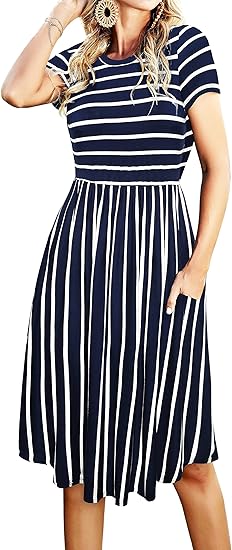 Simier Fariry Women's Midi Casual Dresses with Pockets for Teachers