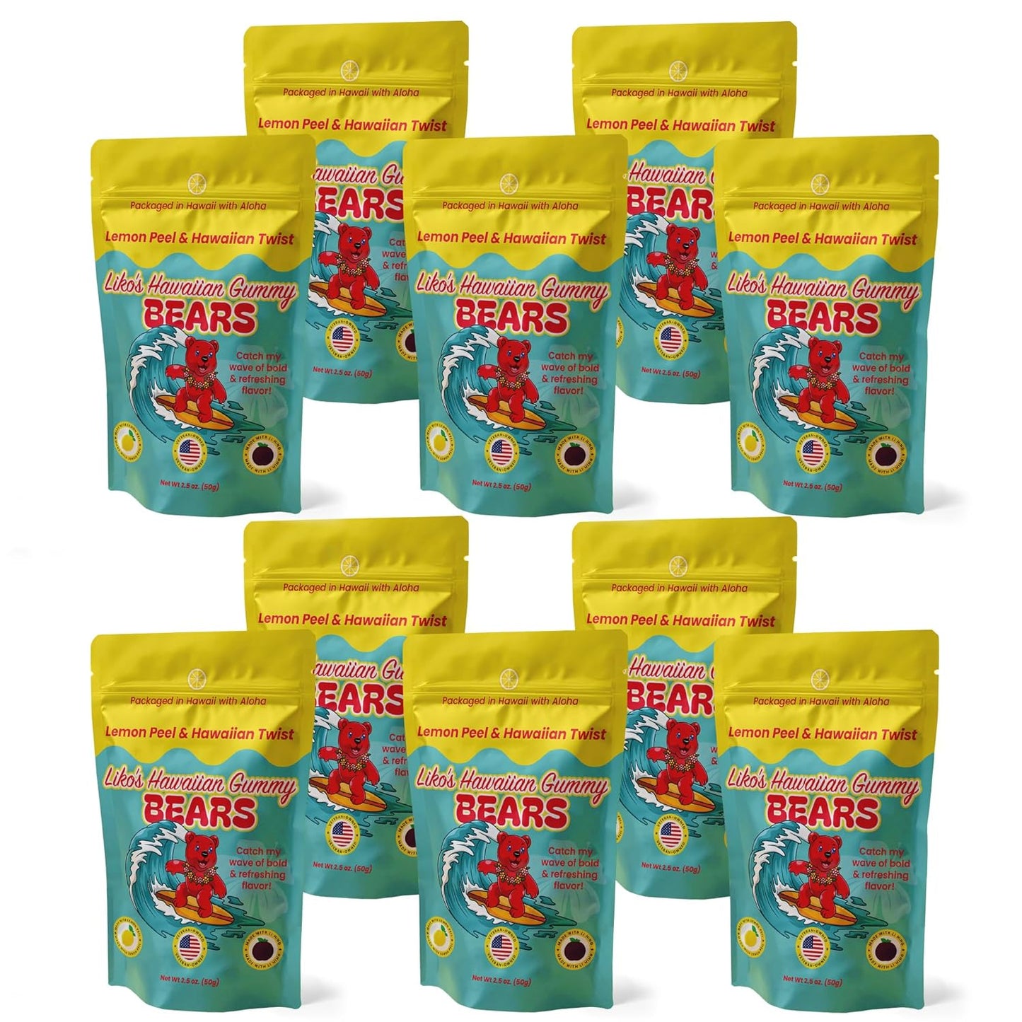 Liko's Hawaiian Gummy Bears with Li Hing and Lemon Peel Treat