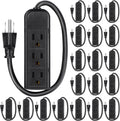 3 Outlet Power Strip Extension Cord 20 Pack - Compact 1 ft Flat Plug