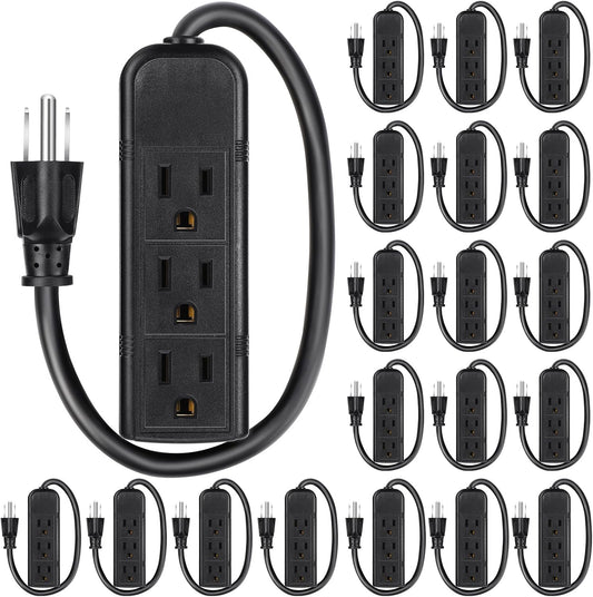 Compact 20 Pack Power Strip: Heavy Duty, Mountable - BLACK