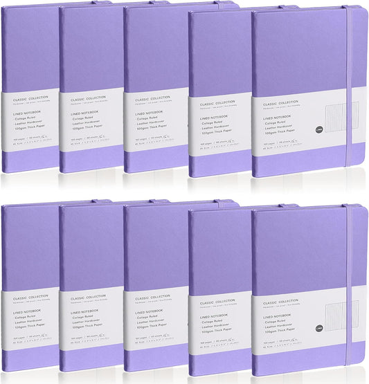 Lined Journal Notebook 10 Pack with Thick Paper and Hardcover