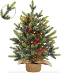 24 in Tabletop Christmas Tree - Realistic Mini Tree with Lights