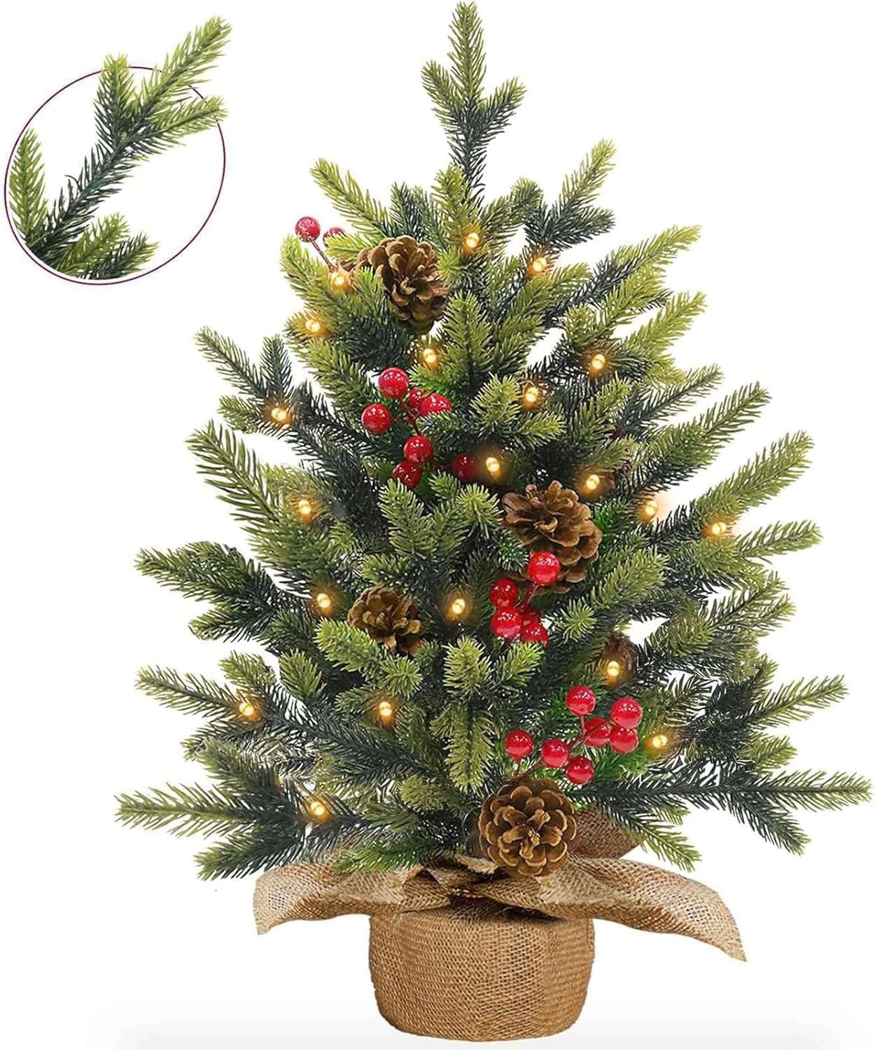 24in Tabletop Christmas Tree with Lights and Timer Function