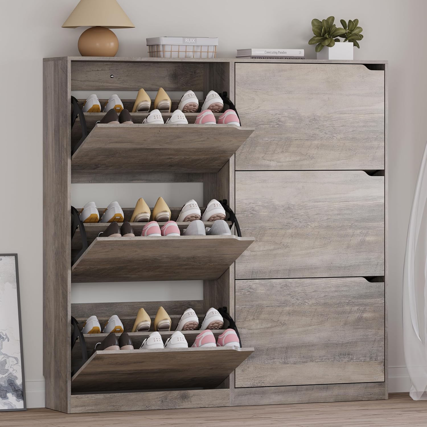 Shoe Cabinet with 6 Flip Drawers for Entryway Storage Solution