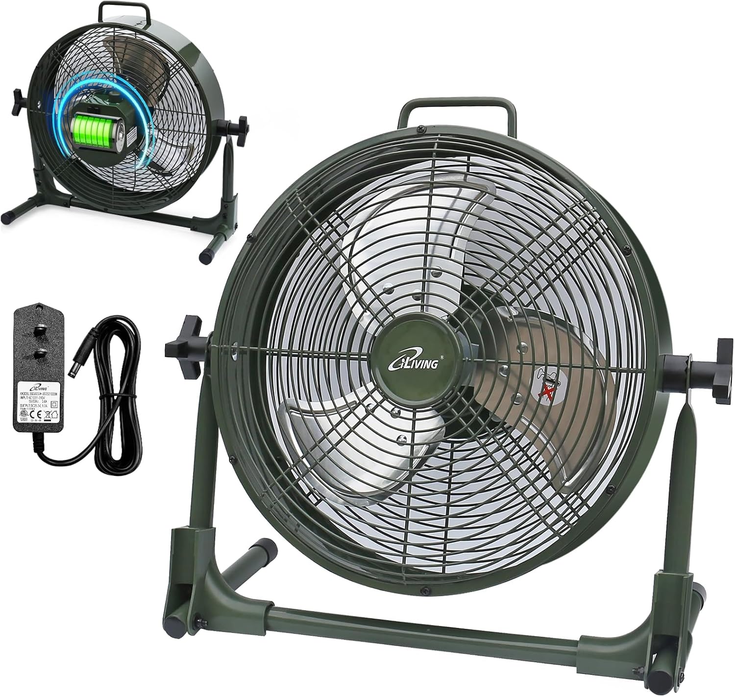 iLiving 12 Inch Rechargeable Battery Operated Camping Fan