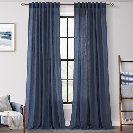 Navy Blue Curtains 92 Inch Length for Modern Farmhouse Decor