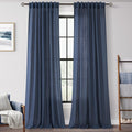 Navy Blue Curtains 86 in Length Semi Sheer Linen Cotton - Light