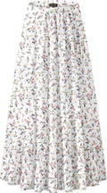 NASHALYLY Women's Chiffon High Waist Pleated A-Line Maxi Skirt many