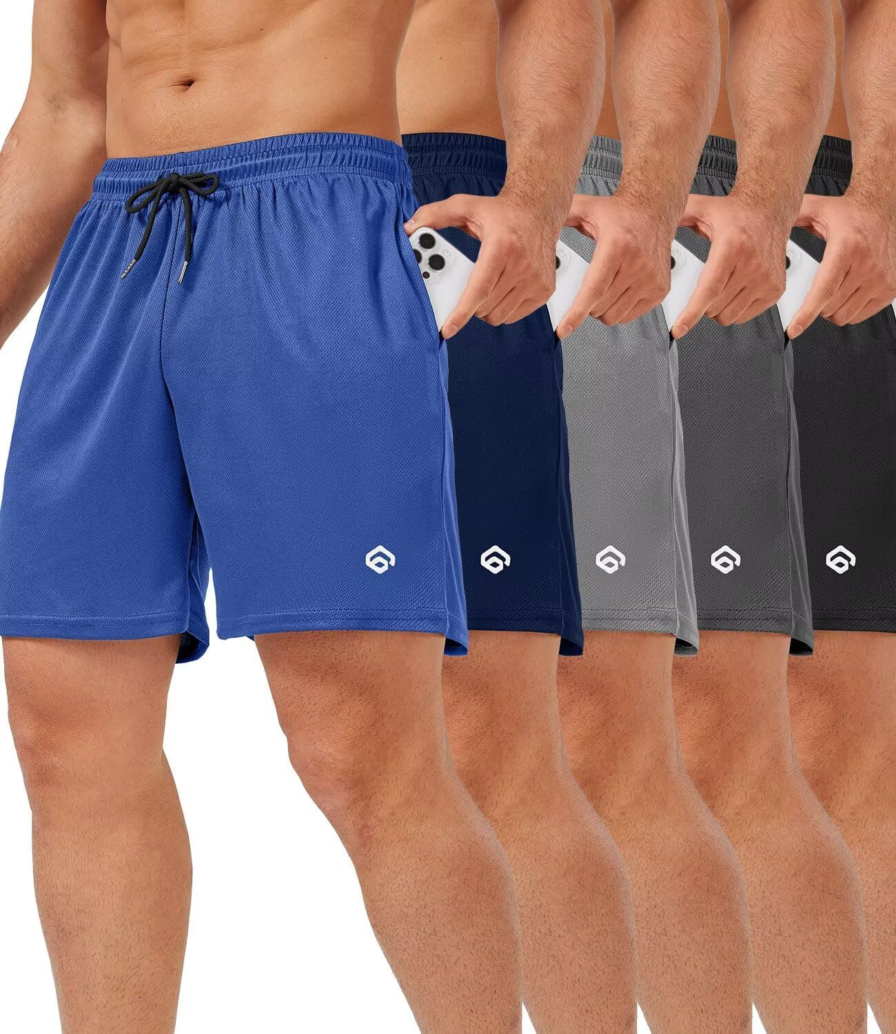 5 Pack Gym Shorts Men 5 Inch Quick Dry Lightweight Athletic Wear