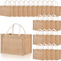 Cunno 24 Pcs Burlap Tote Bag Mini Jute Reusable Waterproof Bags