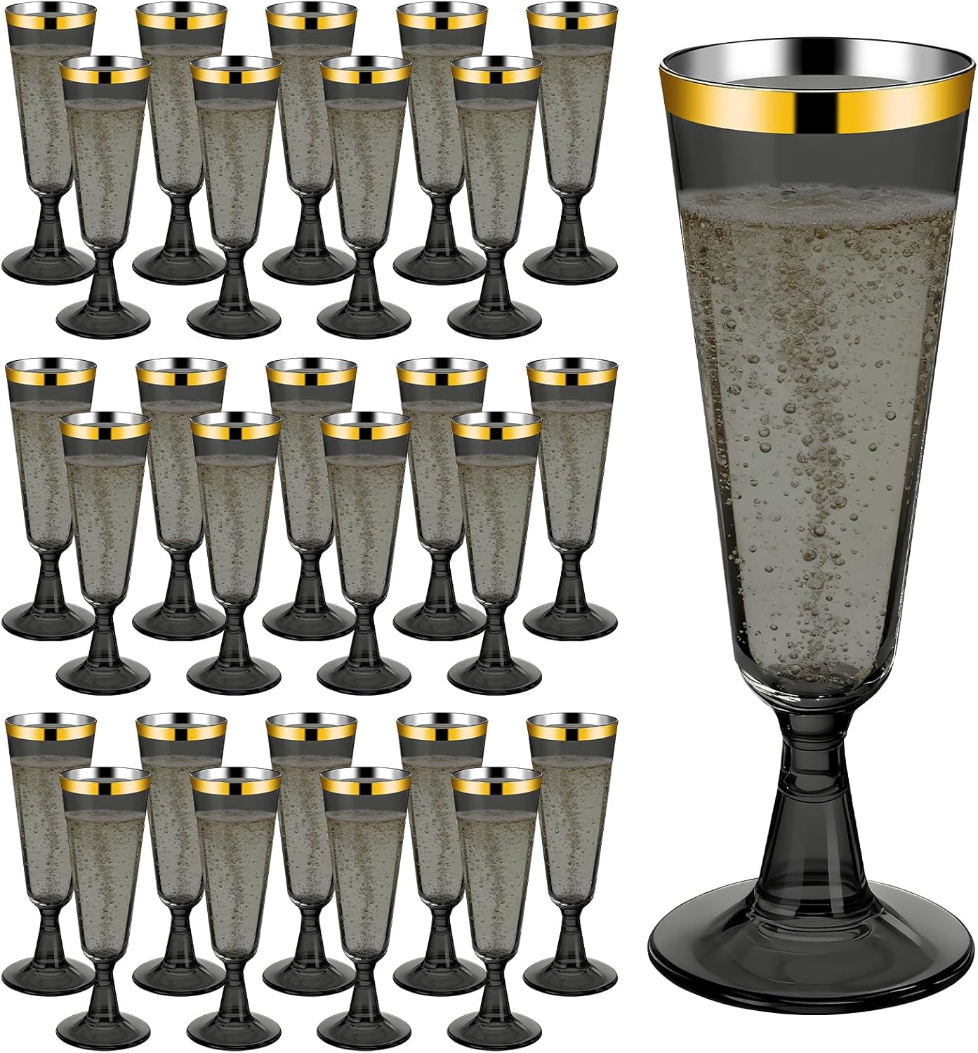 200 Pack Disposable Plastic Champagne Flutes for Celebrations