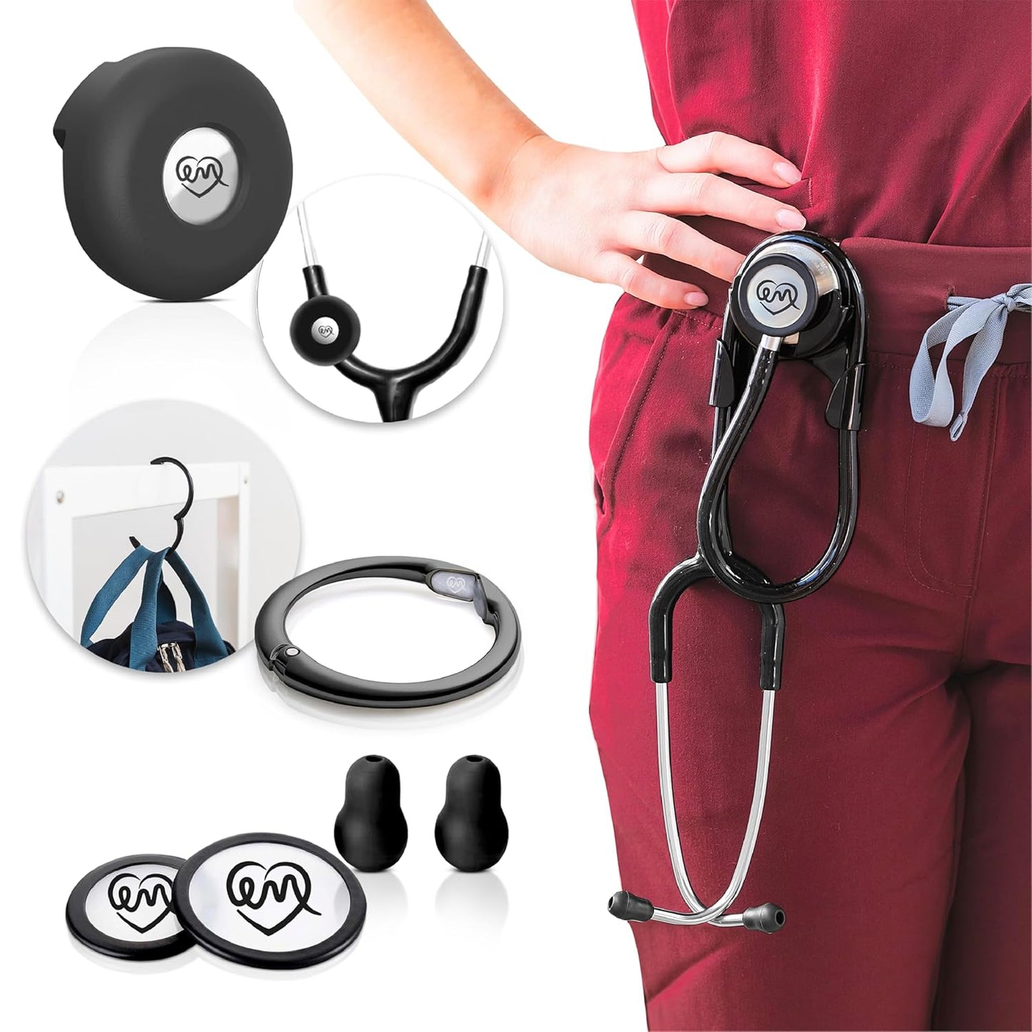 Stethoscope Holder Kit with Rotating Clip for Neck Pain Relief