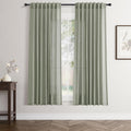 Sage Green Back Tab Linen Curtains 63 in Length - Light Filtering