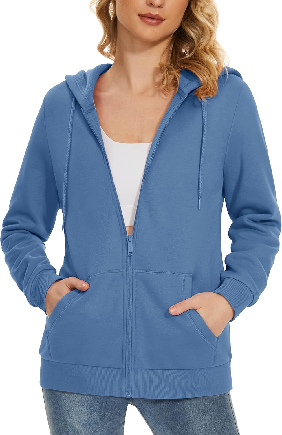 MAGCOMSEN Women's Fleece Lined Zip Up Hoodies for Comfort