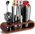 Mixology Bartender Kit 10-Piece Bar Tool Set - Mahogany Stand
