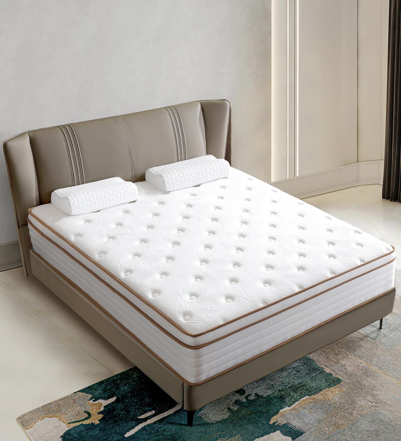 Queen Size Mattress with 10 Inch Grey Memory Foam Hybrid Design