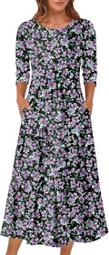 Women's Casual Floral Maxi Dress with 3/4 Sleeves for Every Occasion