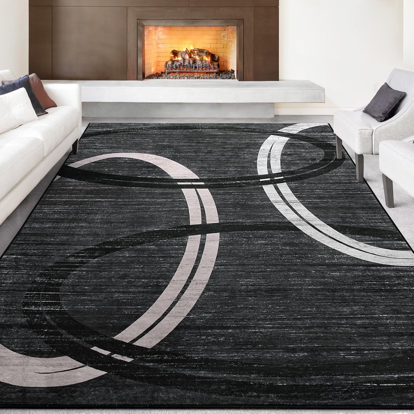 Kimicole Grey Abstract Large Rug - High Traffic Indoor Elegance