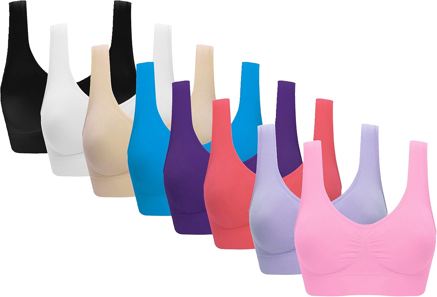 Vermilion Bird Women's 3 Pack Seamless Sports Bra for Comfort