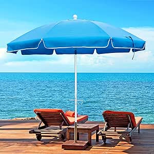 7ft Beach Umbrella with Sand Anchor and UV Protection