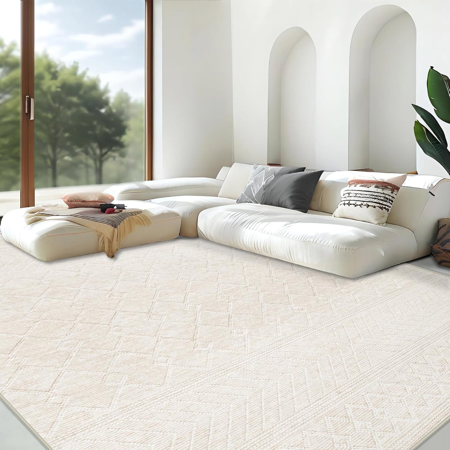 Modern Boho Geometric Area Rug 8x10 for Living Room Style