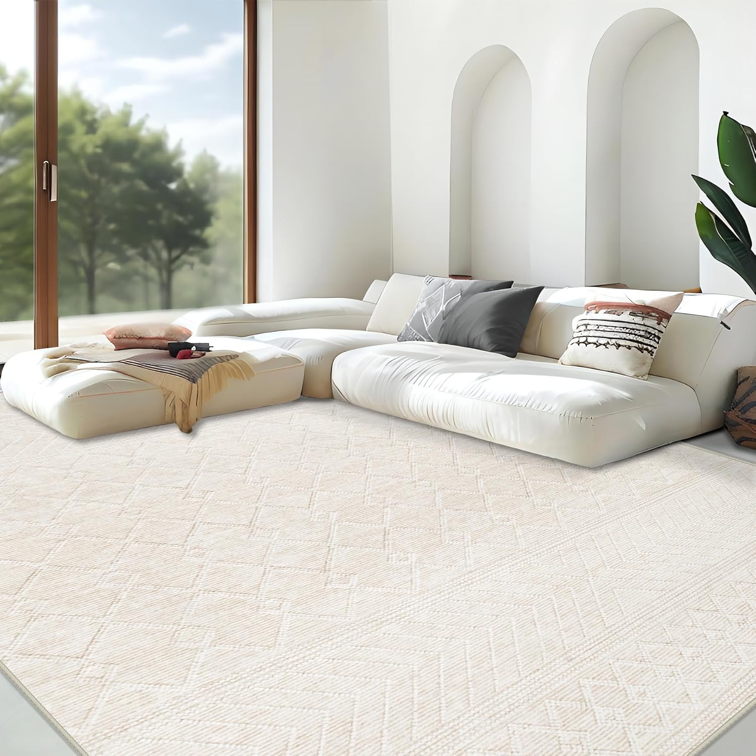 Modern Boho Geometric Area Rug 8x10 for Living Room Style