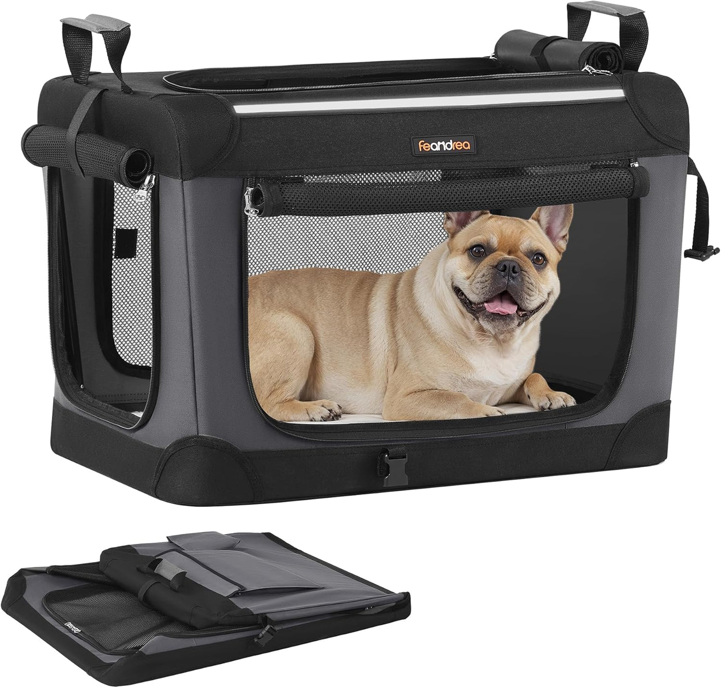Feandrea Collapsible Dog Crate for Small Dogs, 24-Inch Portable
