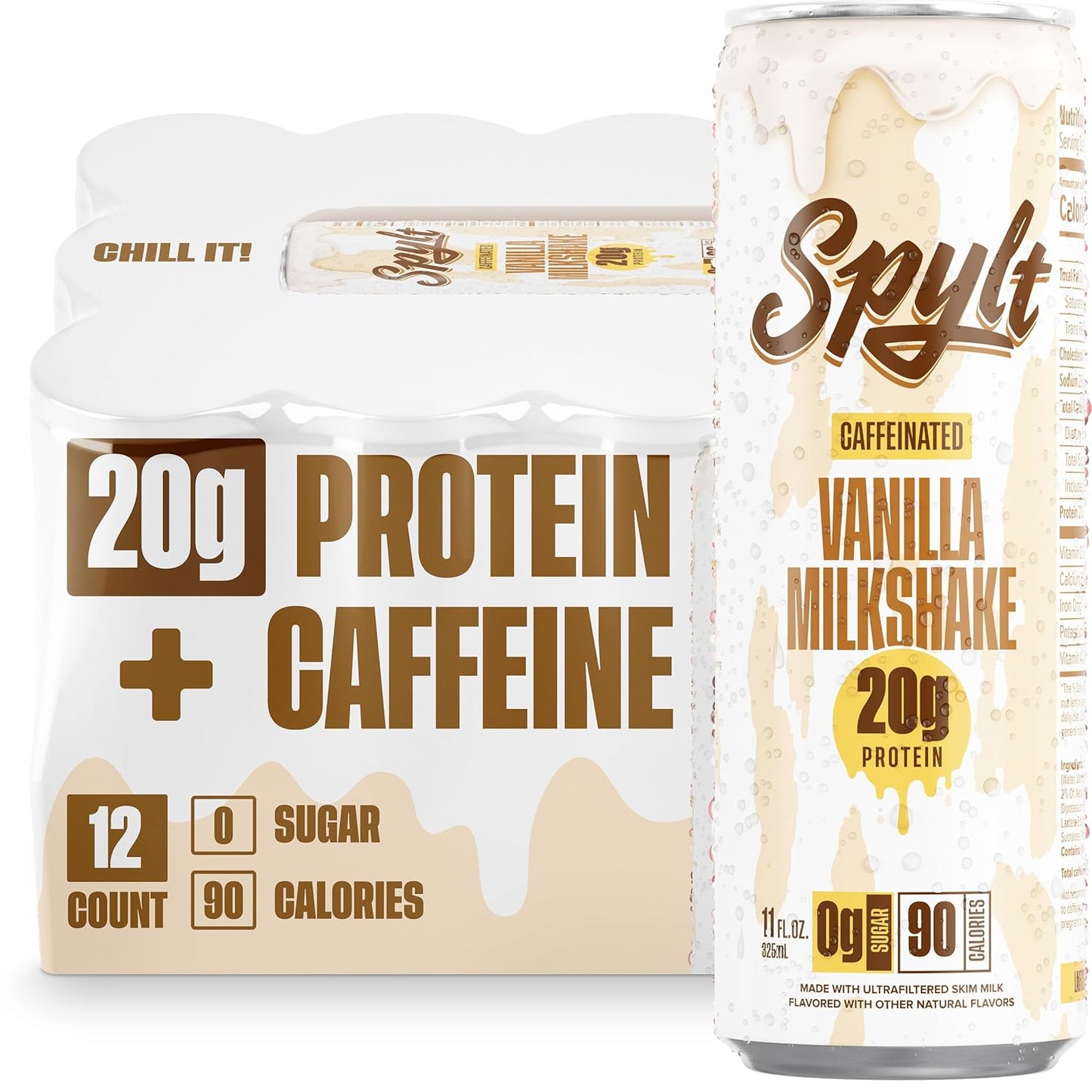 High Protein Vanilla Milkshake with Caffeine for Recovery