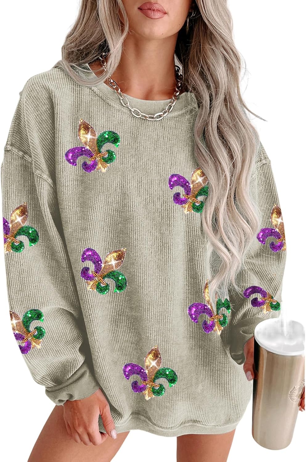SELINK Oversized Corduroy Sweatshirt - Cozy Chic Style