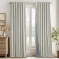 100% Blackout Cream Linen Texture Curtains - Full Privacy & Thermal