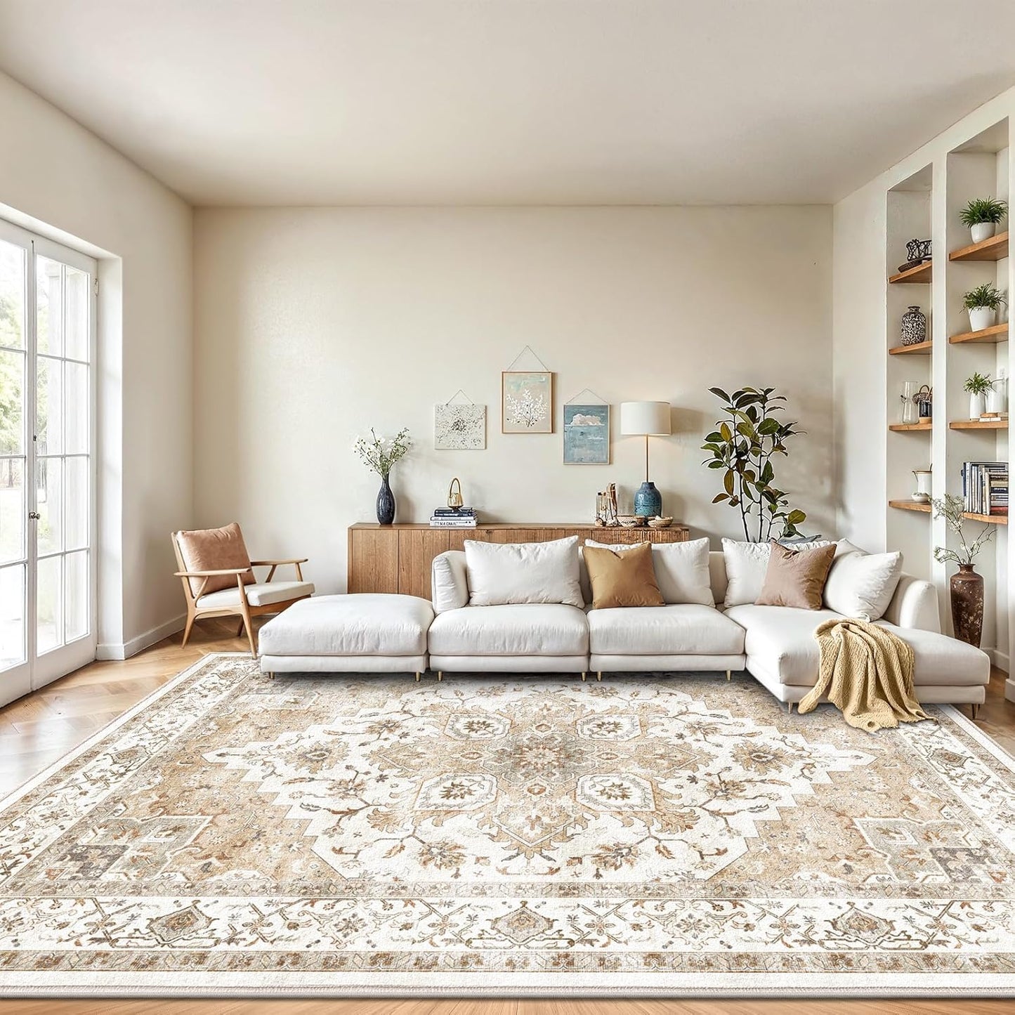 Amada 8x10 Area Rugs: Vintage Washable Non-Slip Rug for Home