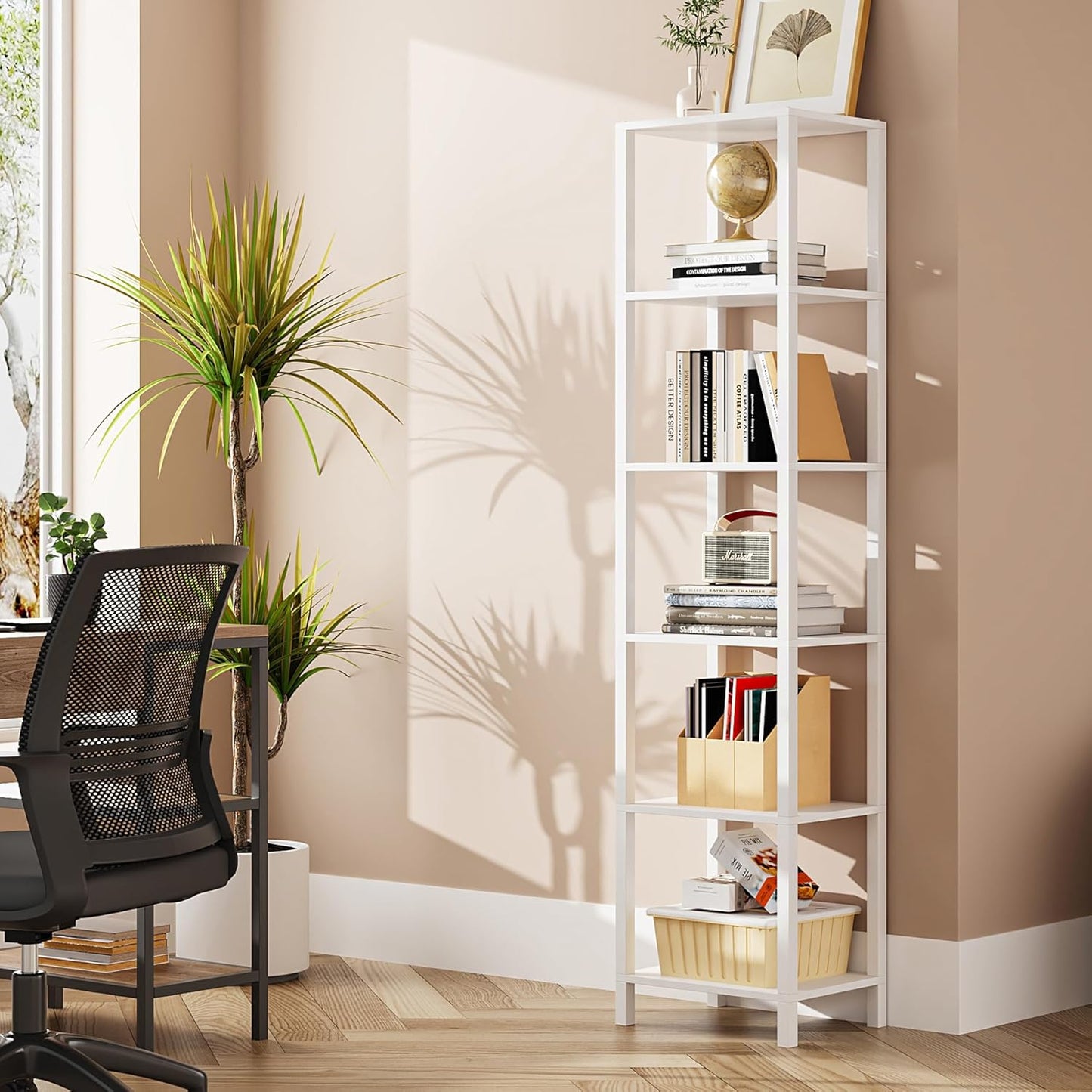 6-Tier Tall Book Shelf for Small Spaces - Stylish Storage Solution