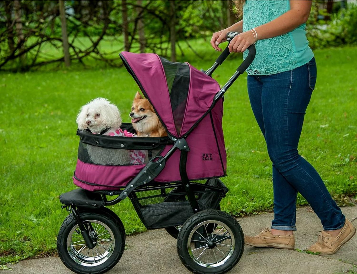 Pet Gear NO-Zip Double Pet Stroller for Dogs and Cats