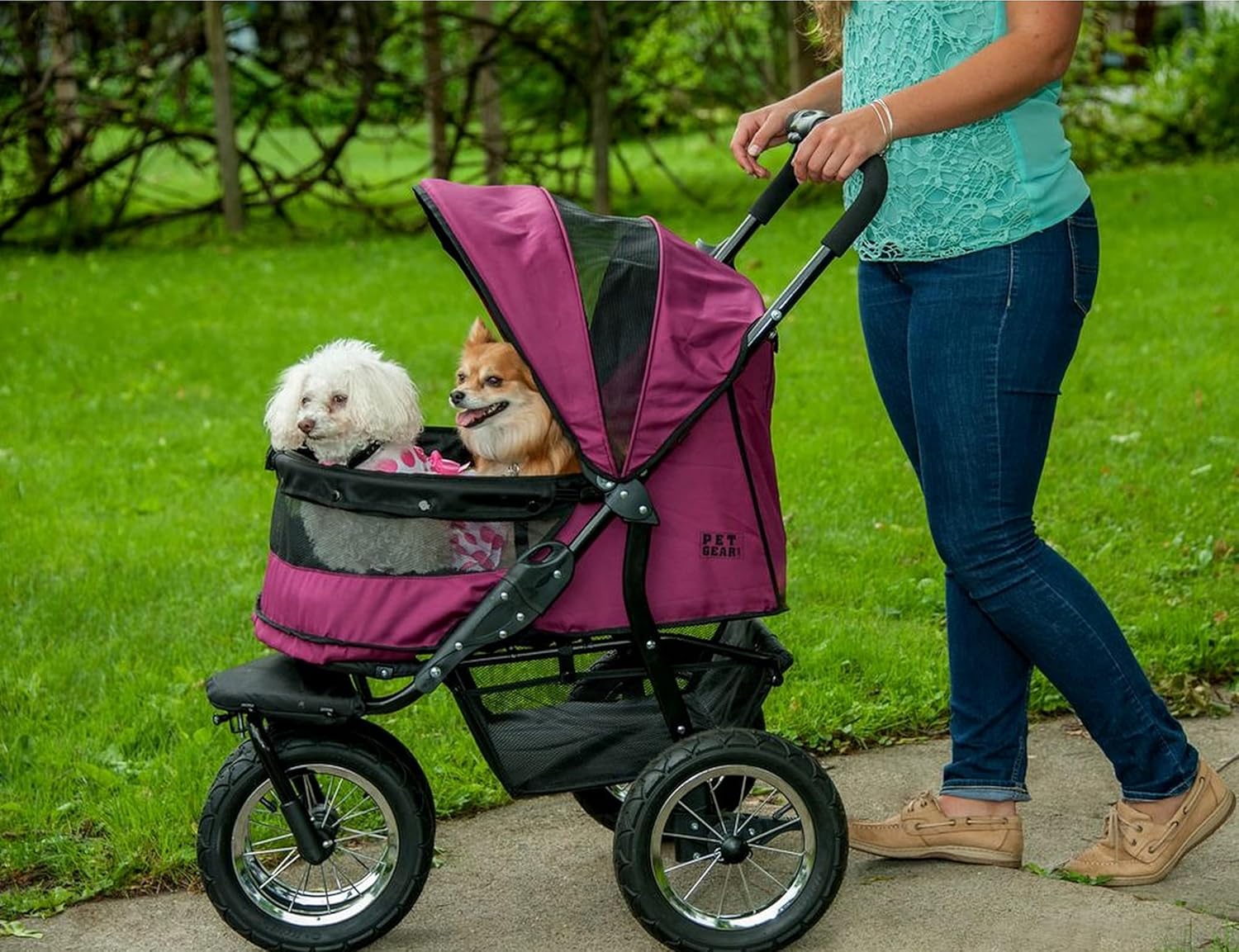 Pet Gear NO-Zip Double Pet Stroller for Dogs and Cats