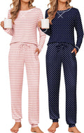 Ekouaer 2 Pack Pajama Sets for Women with Pockets and Comfort