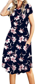 Simier Fariry Womens Summer Pocket Knee Length Casual Dress - Teacher