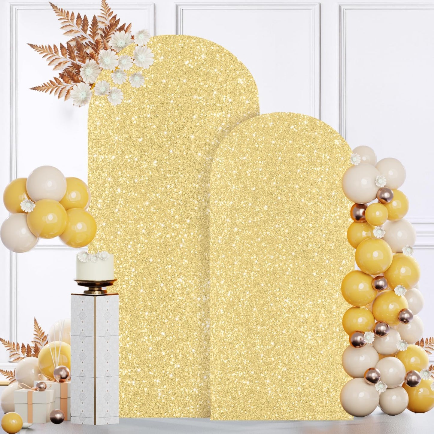 Gold Sequin Arch Cover Set of 2 for Stunning Wedding Decor