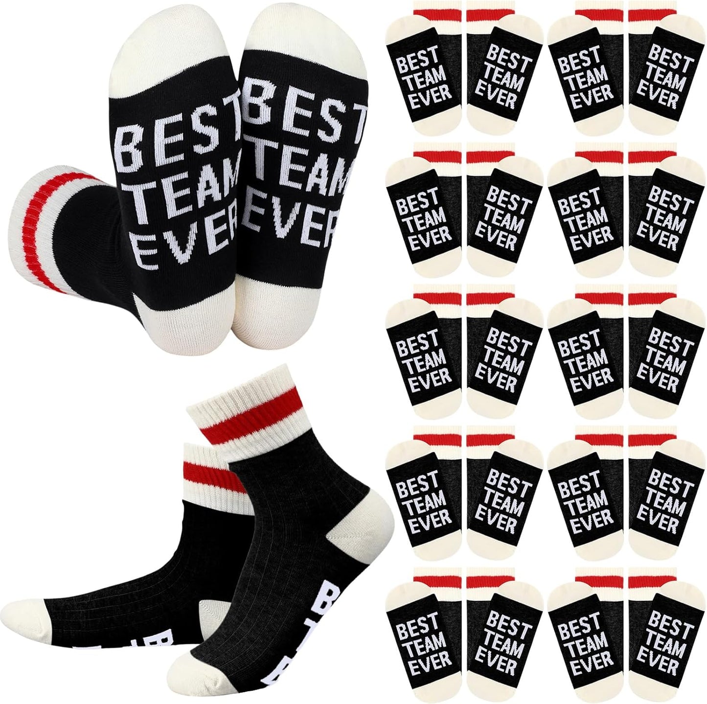 12 Pairs Best Team Ever Crew Socks for Employee Appreciation Gifts