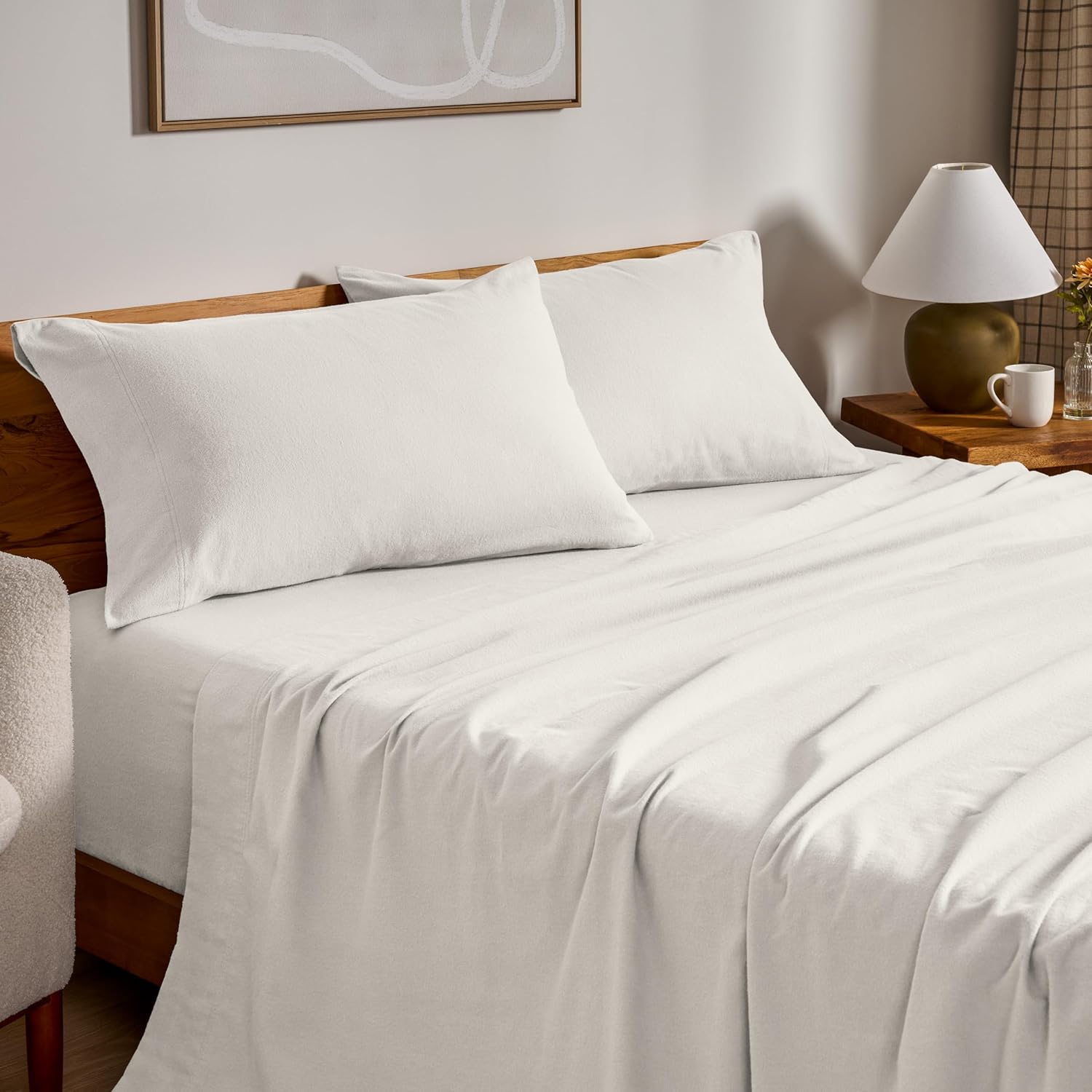 Bare Home Flannel Sheet Set - Soft Cotton Twin XL Cream