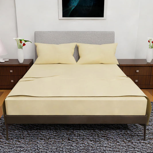 Queen Sheet Set - 4 Piece Deep Pocket Tan Cooling Bedding