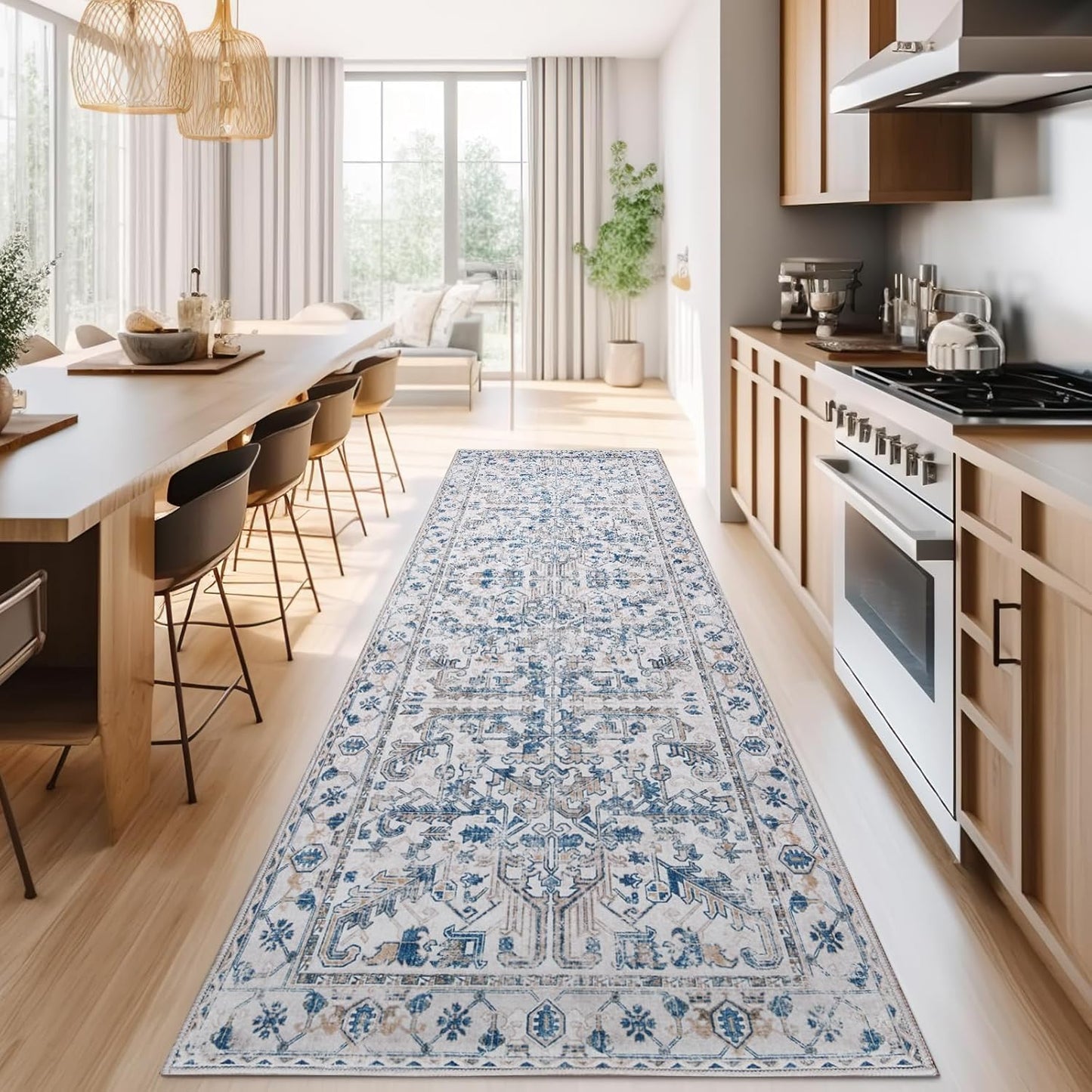 Vintage Floral Kitchen Runner Rug 3x8 - Non-Slip Design