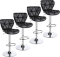 Bar Stools Set of 4 Adjustable Swivel PU Leather Counter Chairs