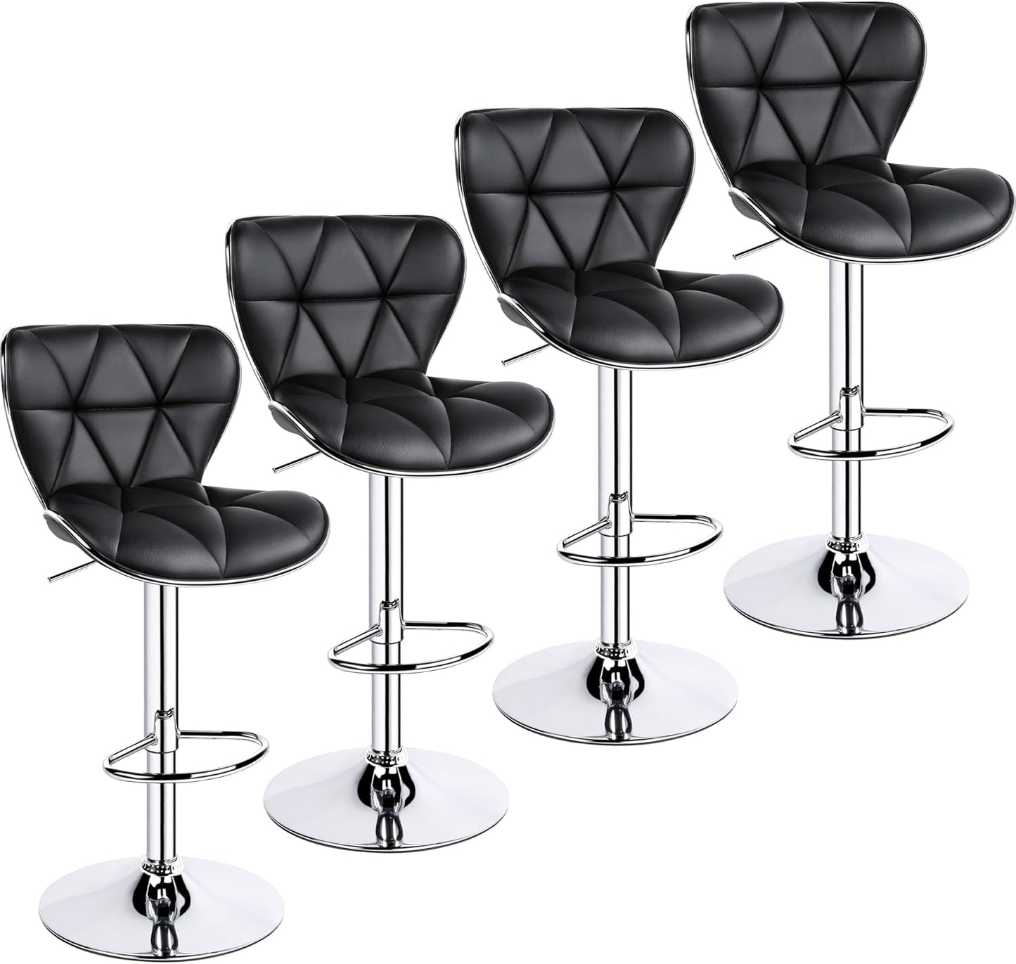 Yaheetech Bar Stools Set of 4 with Adjustable Swivel Design