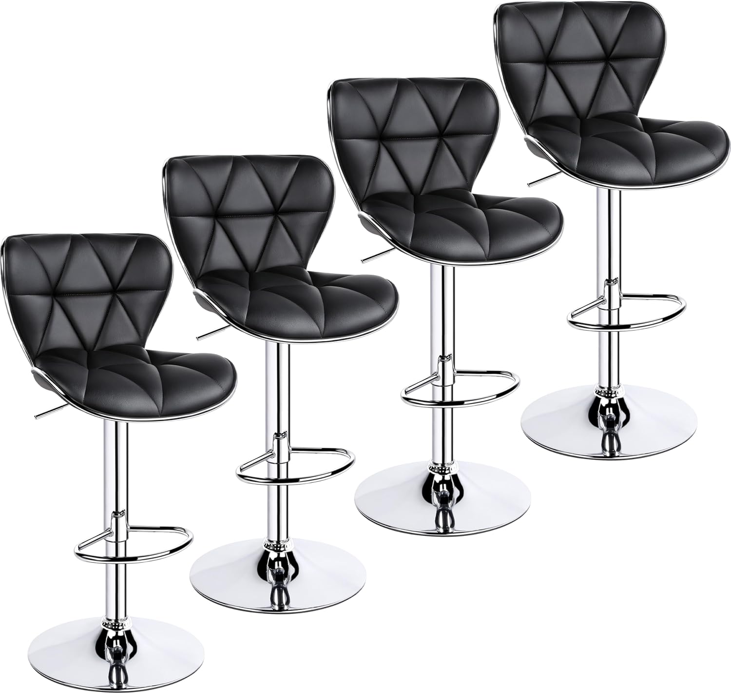 Yaheetech Bar Stools Set of 4 with Adjustable Swivel Design