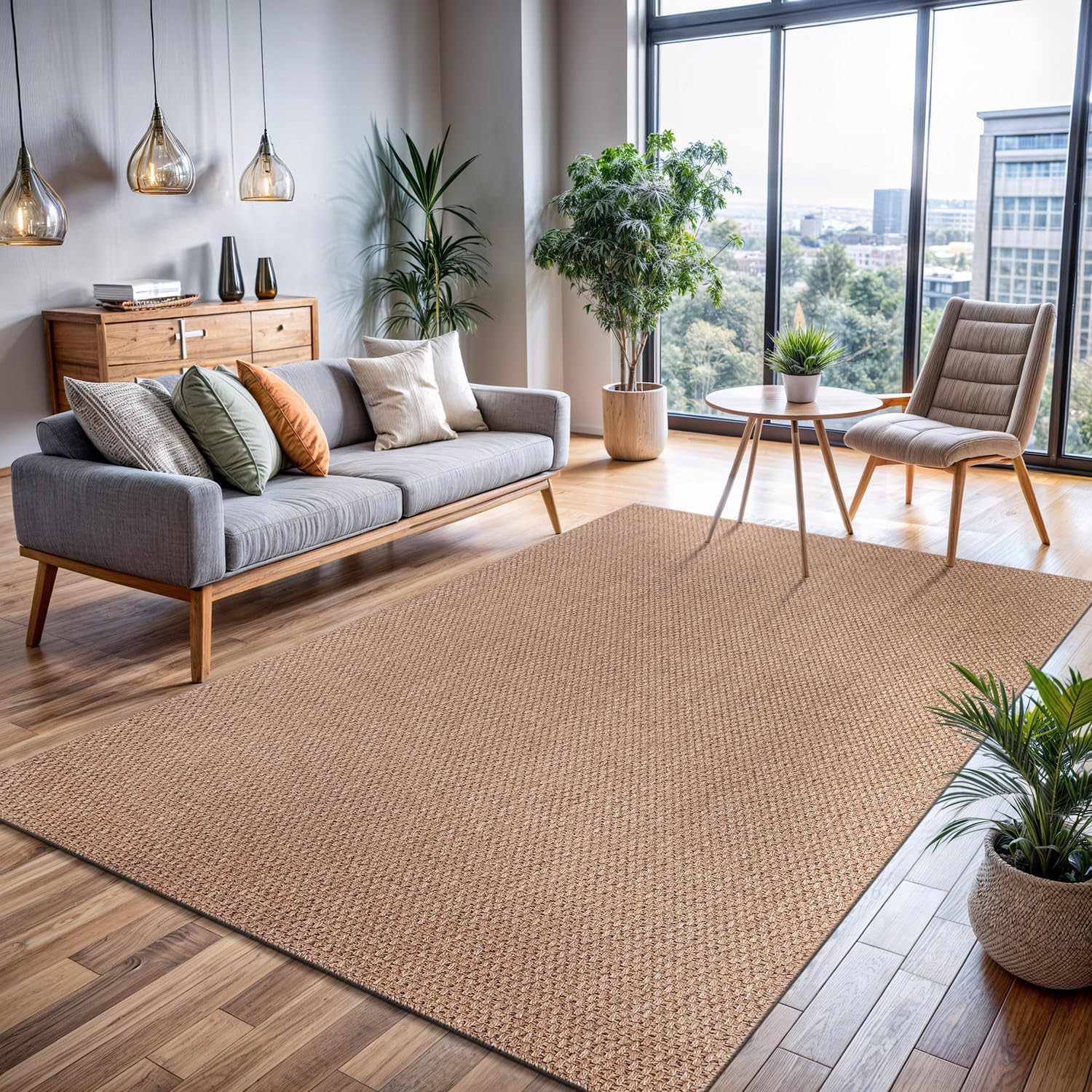 CAMILSON Easy Jute Rug 6x9 for Indoor Outdoor Spaces