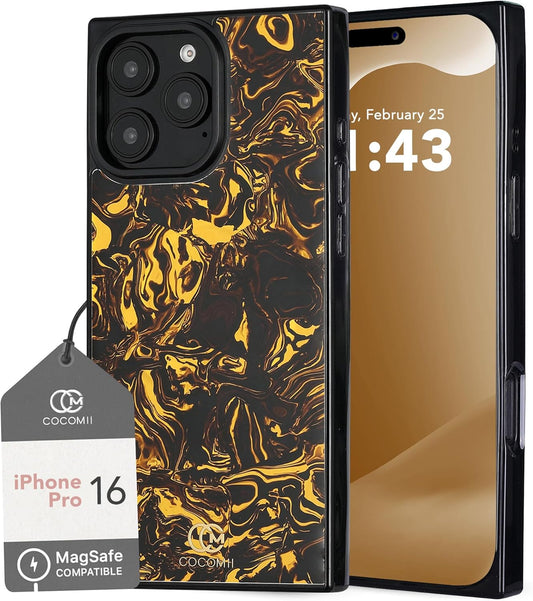 Cocomii Rectangle Case for iPhone 16 Pro - Majestic Marble Style