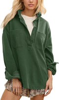 Oversized Polo Neck Sweatshirt for Women - Casual Slouchy Fit