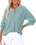 KIRUNDO Going Out Tops for Women Henley Shirt - Ribbed Tunic