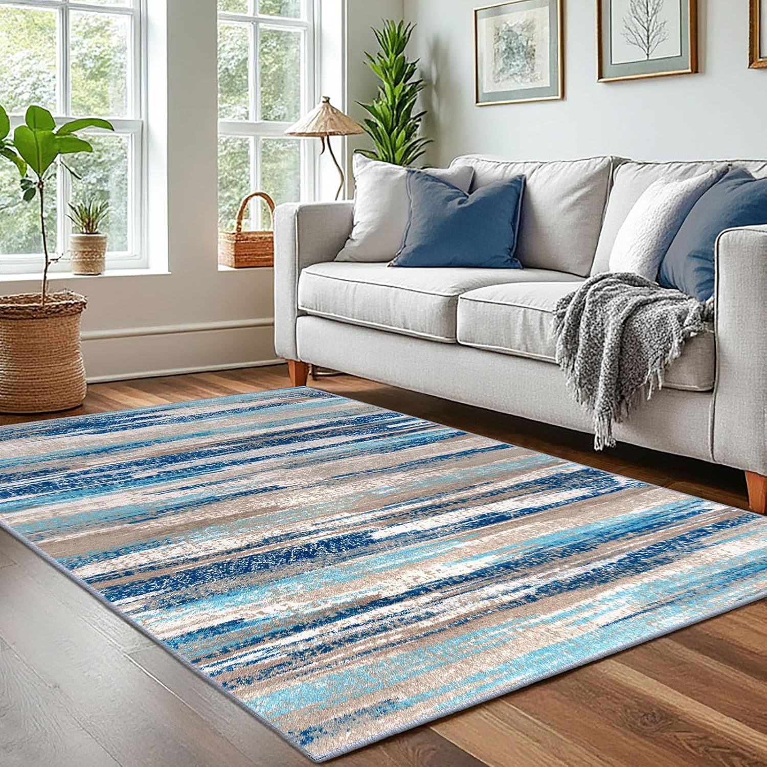 Modern Abstract 4x6 Washable Rug for Living Room and Bedroom